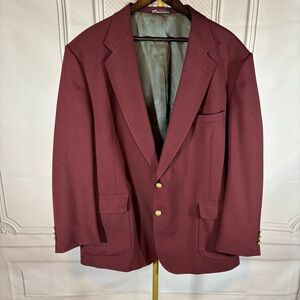 VTG Stafford Men's Sport Coat Blazer Two Button Maroon Wool Poly Size 48R Preppy